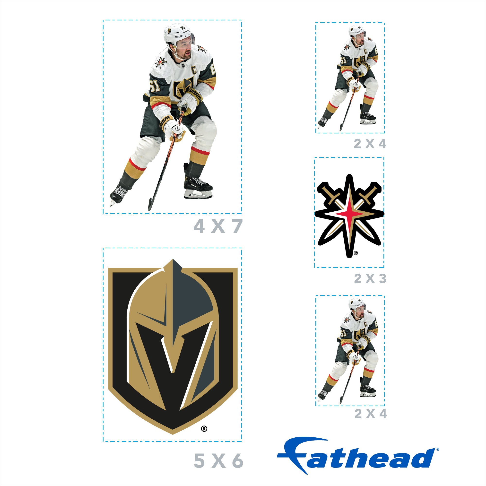 Mark Stone - 5 Minis (Mixed Sizes) - Official NHL - Vegas Golden Knights - Reusable Vinyl Decals