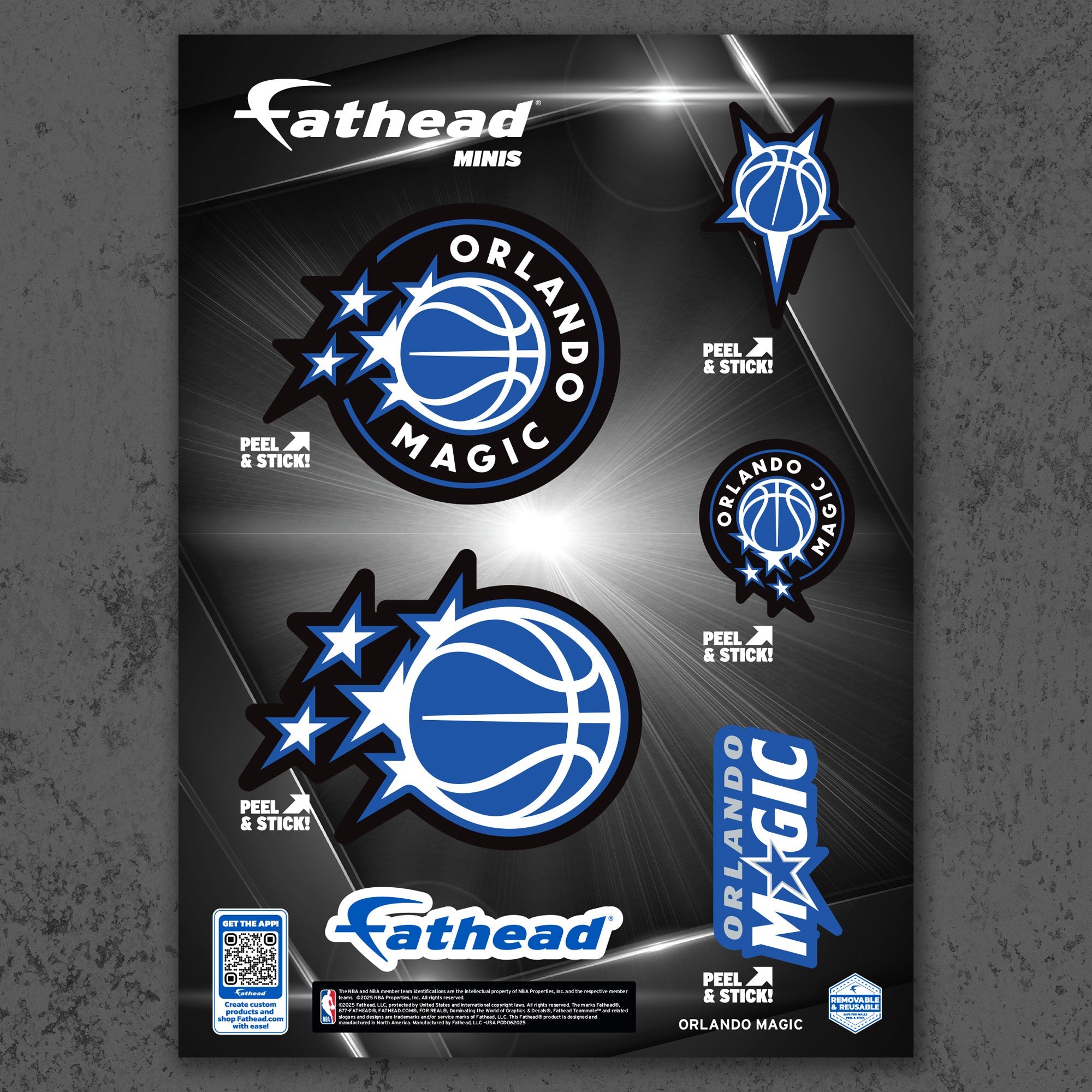 Orlando Magic - 5 Logo Minis (Mixed Sizes) - Official NBA - Reusable Vinyl Decals