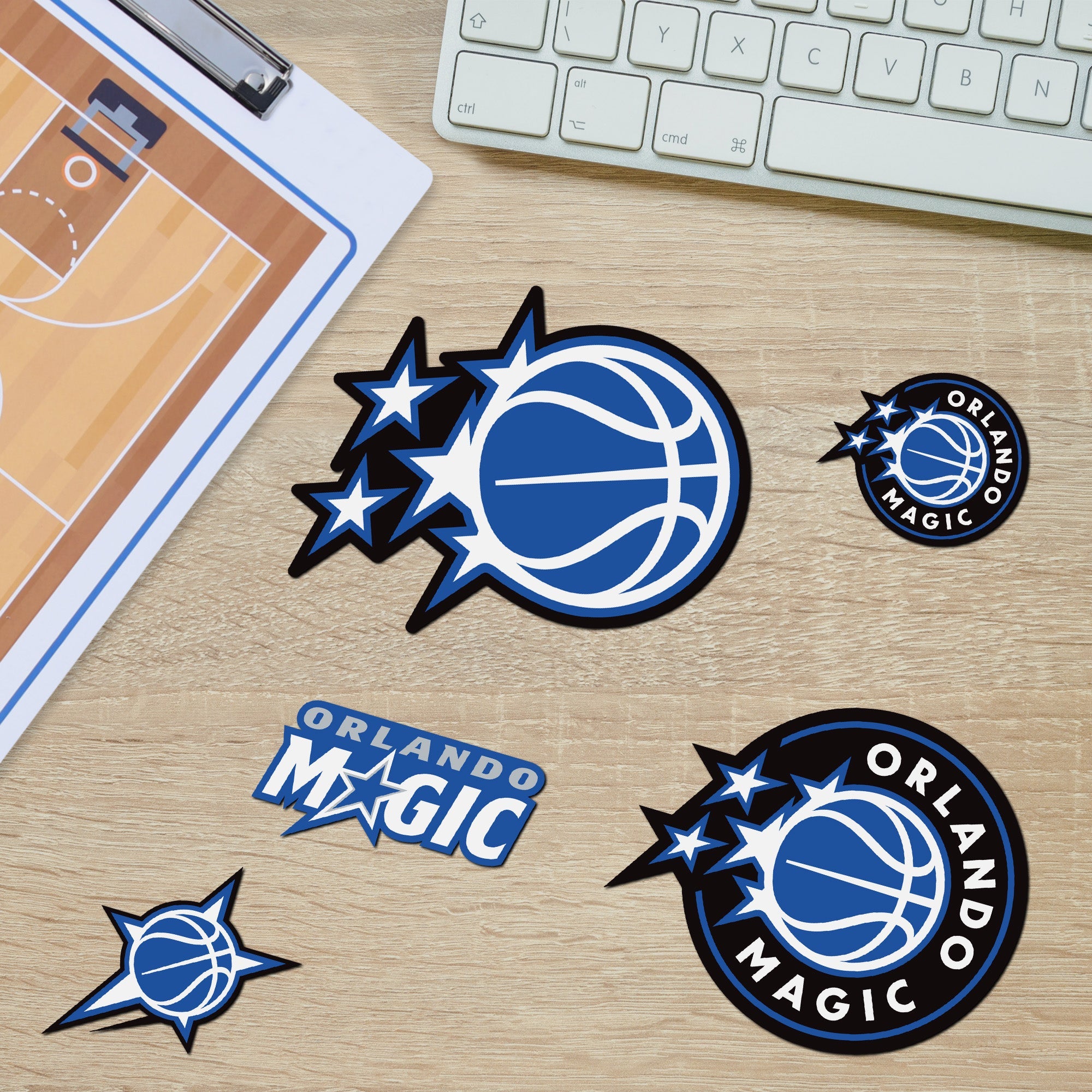 Orlando Magic - 5 Logo Minis (Mixed Sizes) - Official NBA - Reusable Vinyl Decals