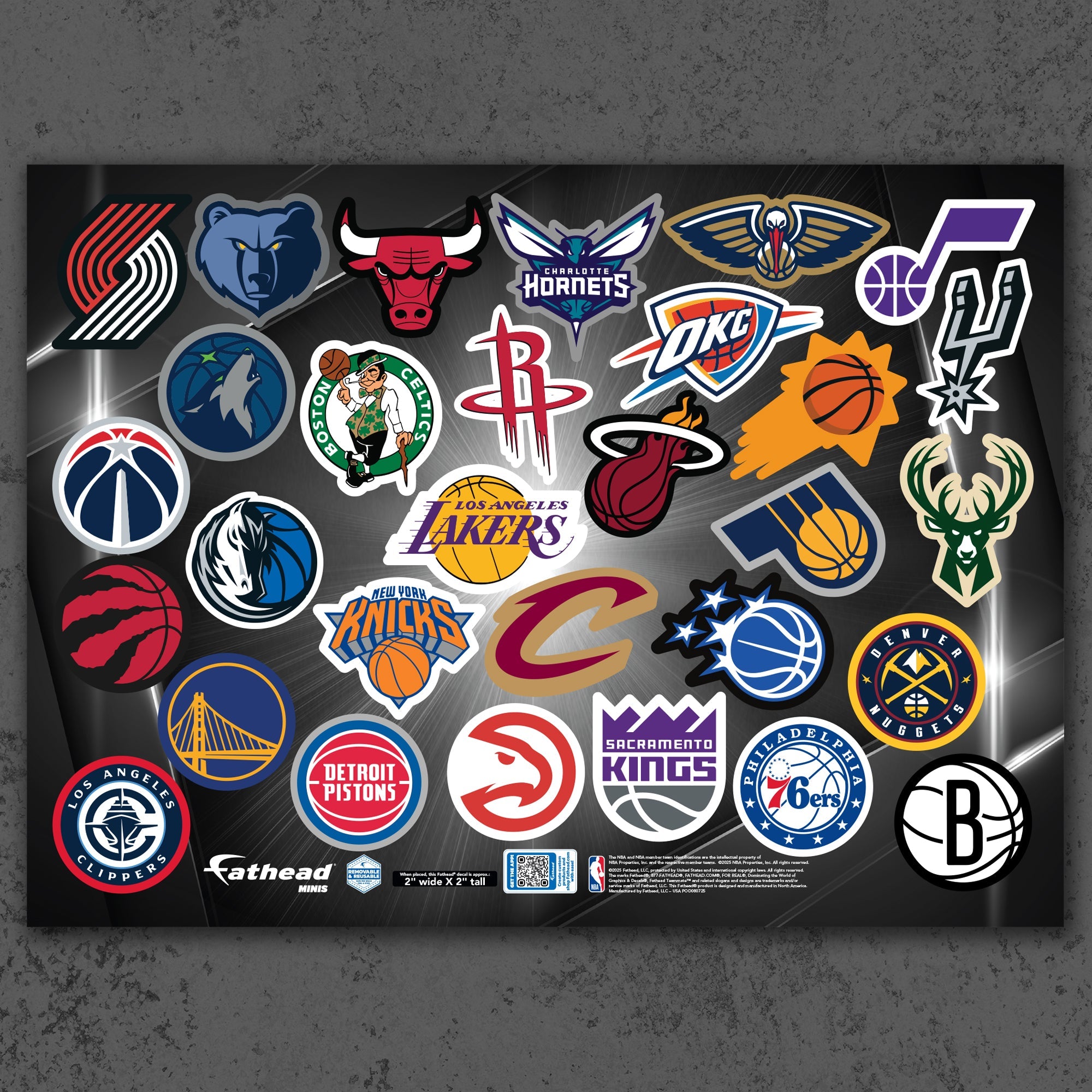 NBA Team Logos - Minis Collection (Mixed Sizes) - Official NBA - Reusable Vinyl Decals