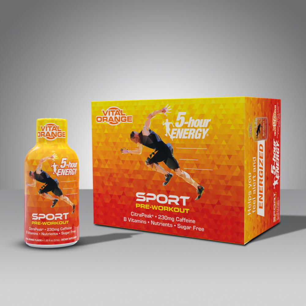24 Pack 5-hour ENERGY Pre-Workout Shots, Vital Orange Sport Flavor, 1.93 Fl Oz