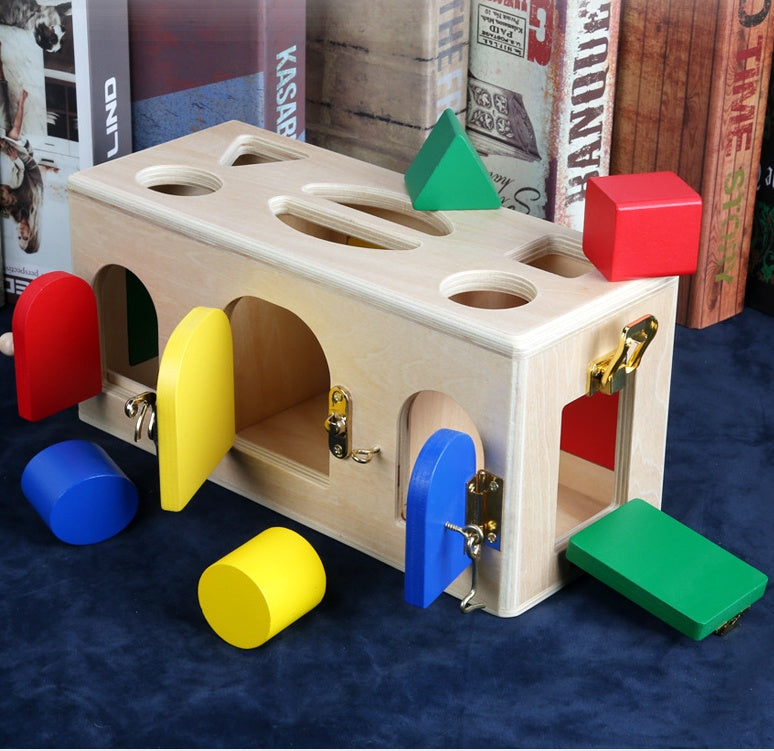 Wooden Shape Sorting Lock Box – Educational Toy for Preschool Kids