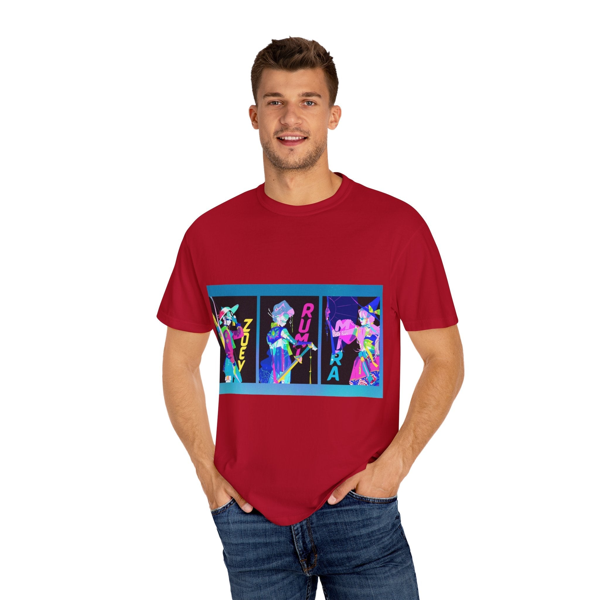 Anime-Inspired kpop Garment-Dyed T-shirt, Graphic Tee, Unisex Anime Shirt, Casual Wear, Gifts for Anime Lovers