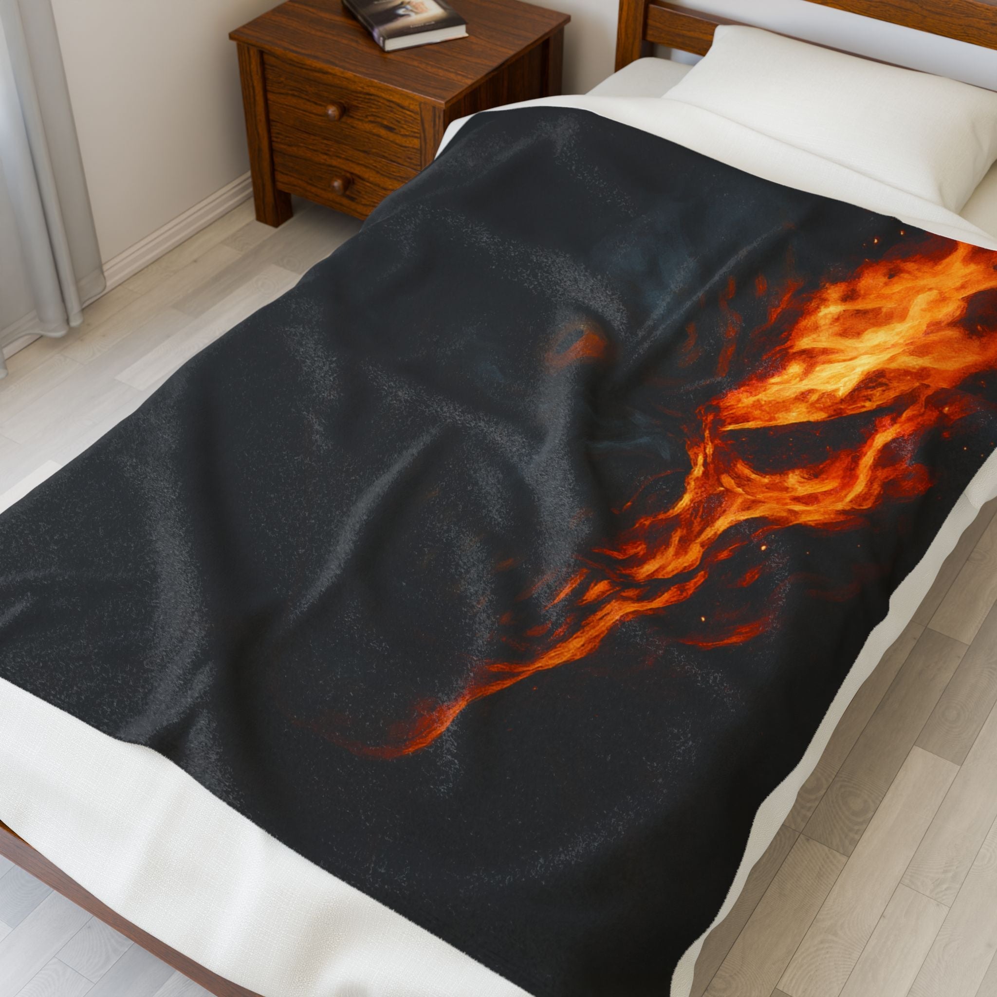 Chilling Horror Velveteen Plush Blanket | Cozy Throw, Dark Theme Decor, Ghost Story Night, Unique Gift for Halloween, Home Comfort