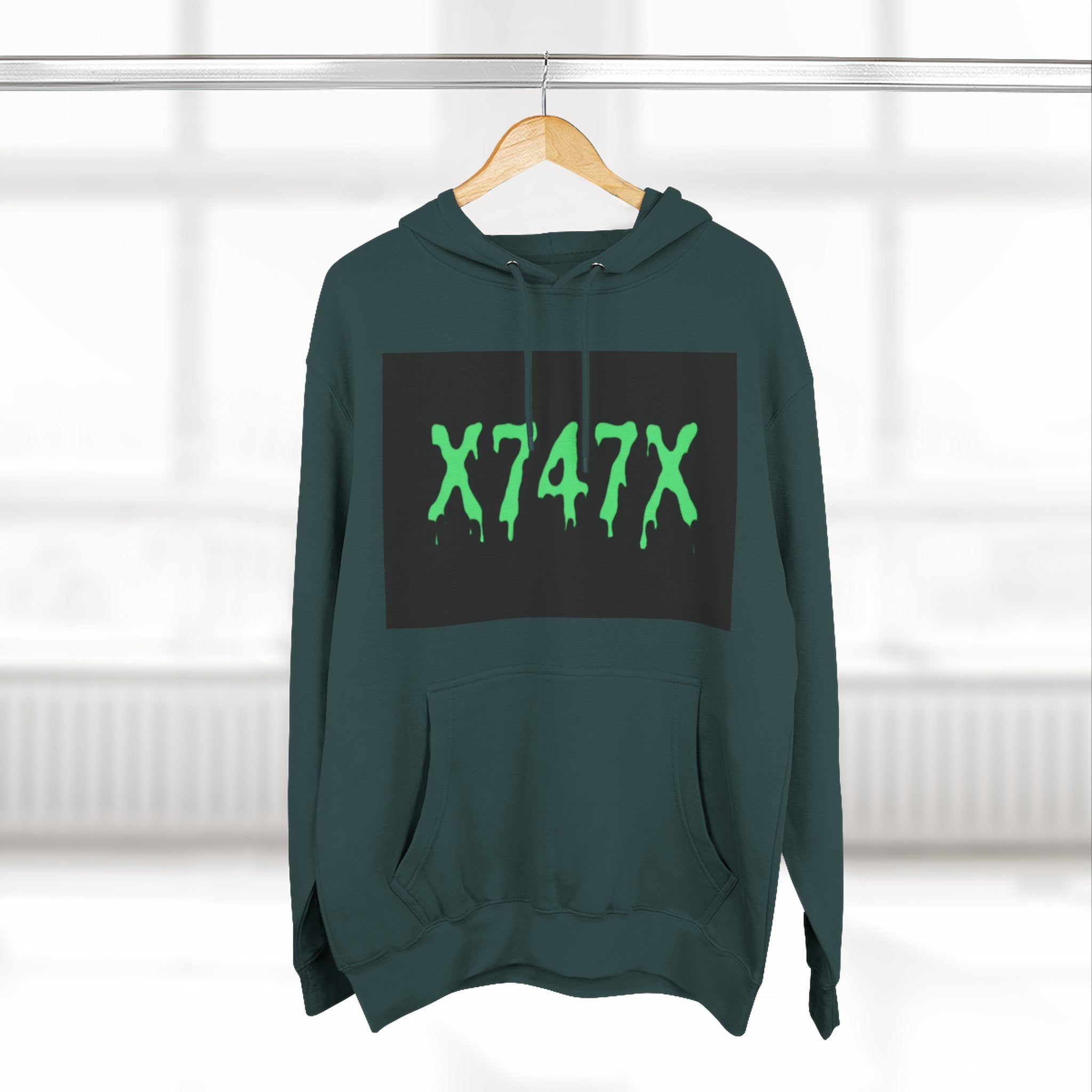 Fleece Hoodie - Neon Green X747X Skateboard Design