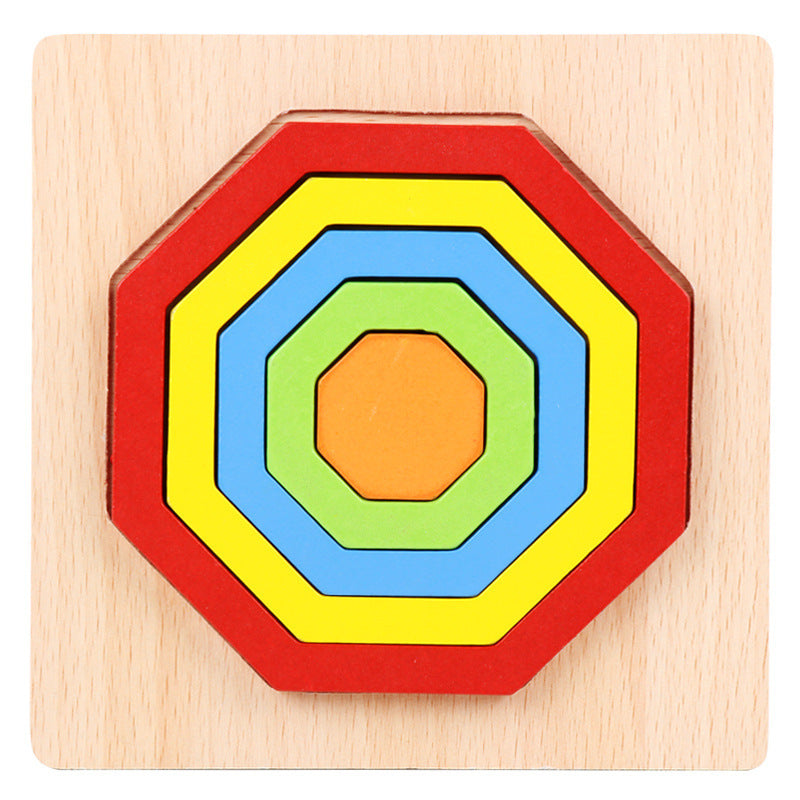 Wooden Geometric Shape Puzzle – Educational Cognitive Toy for Kids