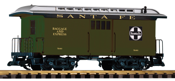 PIKO 38626 G Scale SF Wood Baggage Car 72493, Green