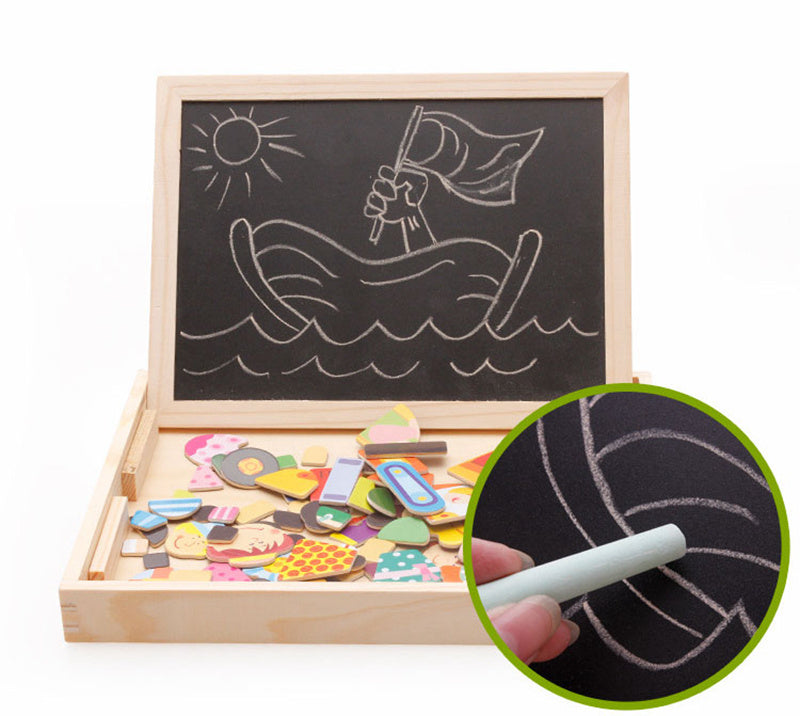 Magnetic Puzzle Drawing Board – Double-Sided Wooden Art Easel Toy