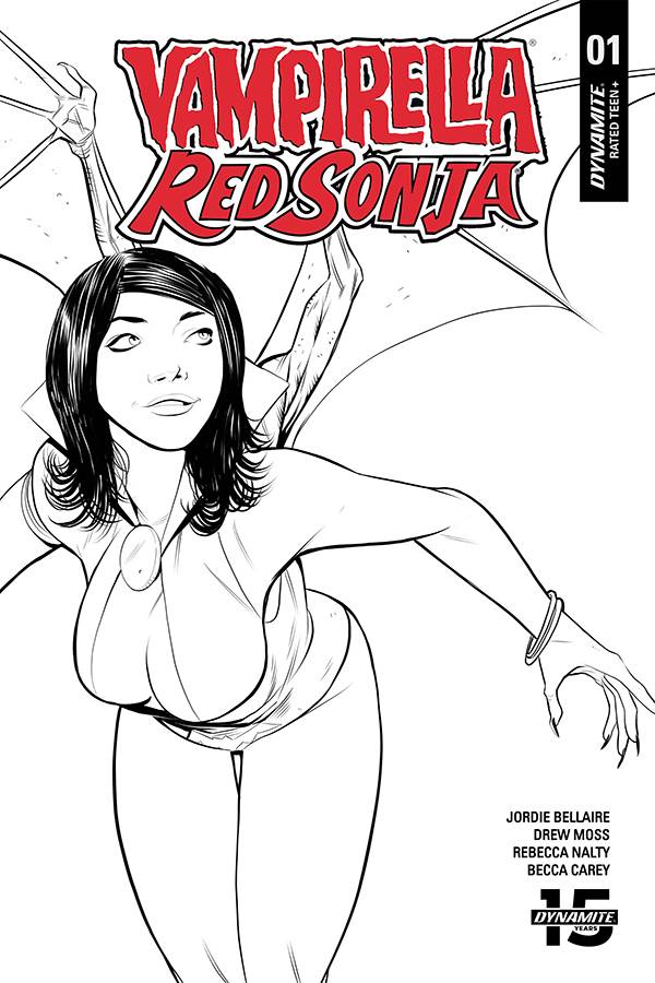 RED SONJA VAMPIRELLA #1 1:10 Drew MOSS B&W Variant  (09/04/2019) DYNAMITE