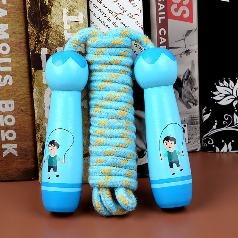 Wooden Skipping Rope for Kids – Fun Fitness Toy with Cute Cartoon Handles