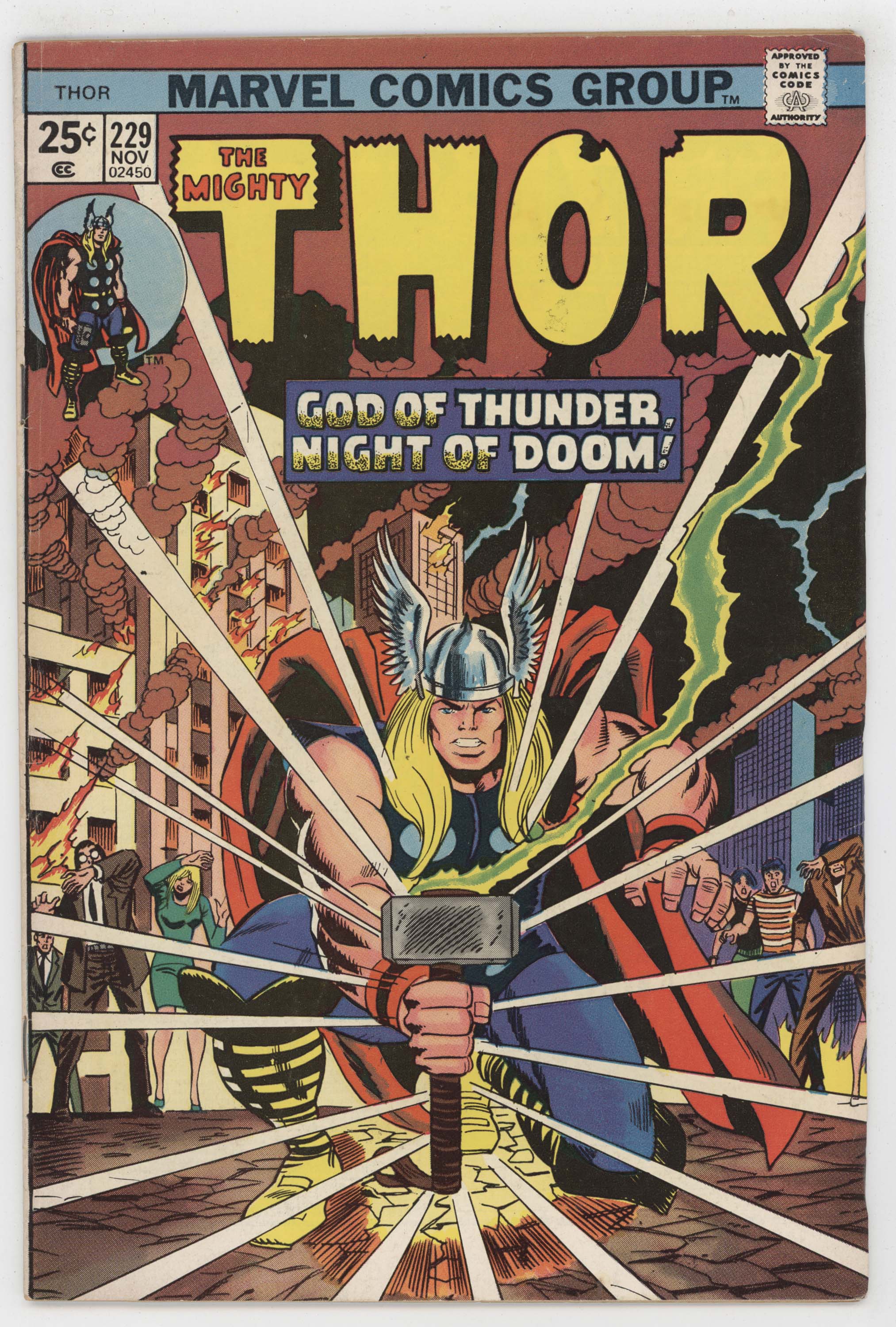 Mighty Thor 229 Marvel 1974 FN VF Hercules 1st Wolverine Incredible Hulk 181 Ad