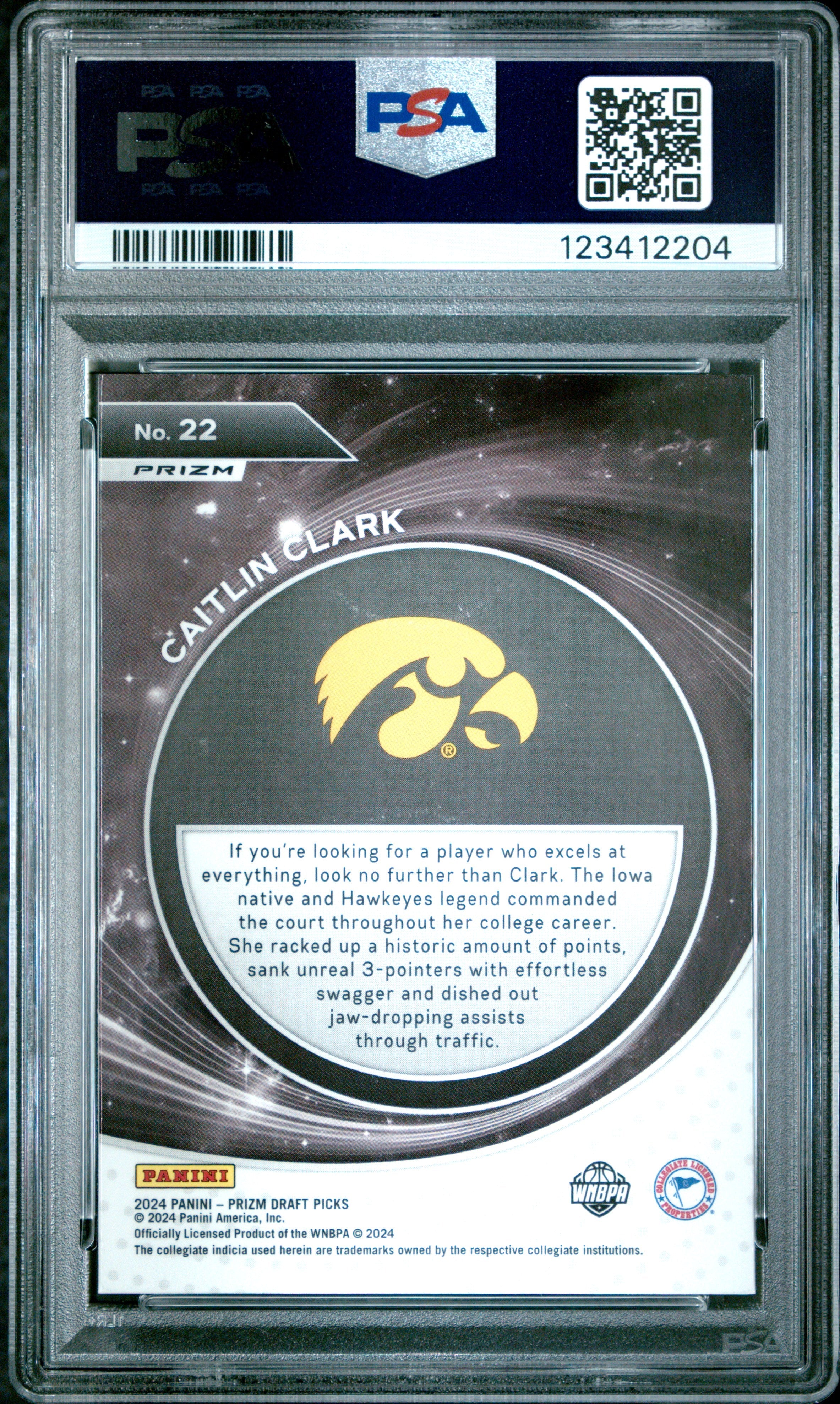 Graded 2024 Panini Prizm Draft Picks Caitlin Clark #22 Student Orientation Ice Rookie RC Basketball Card PSA 10 Gem Mint