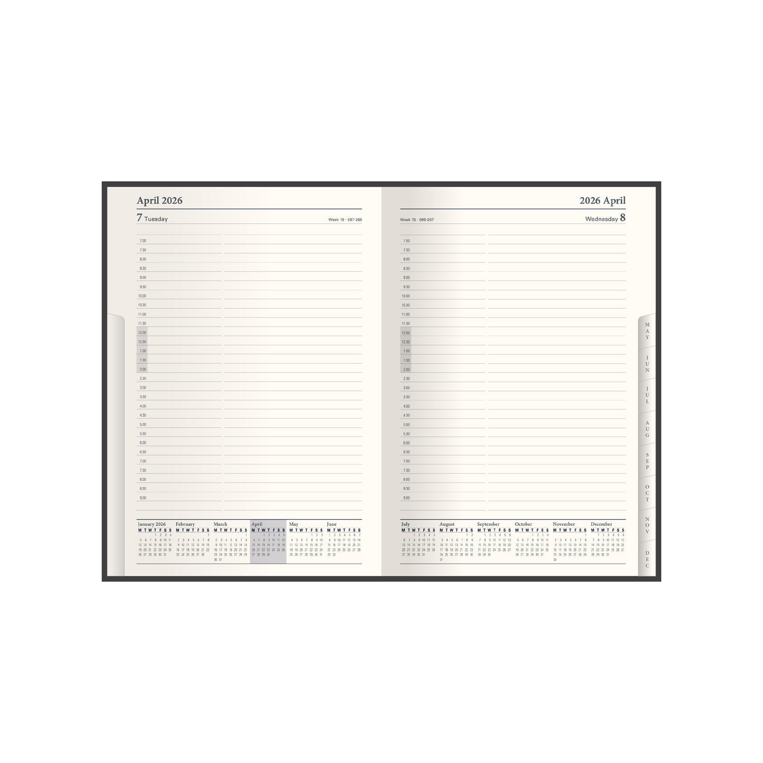 Classic - Compact Day-to-Page Diary with Appointments - 2026 Calendar Year Planner