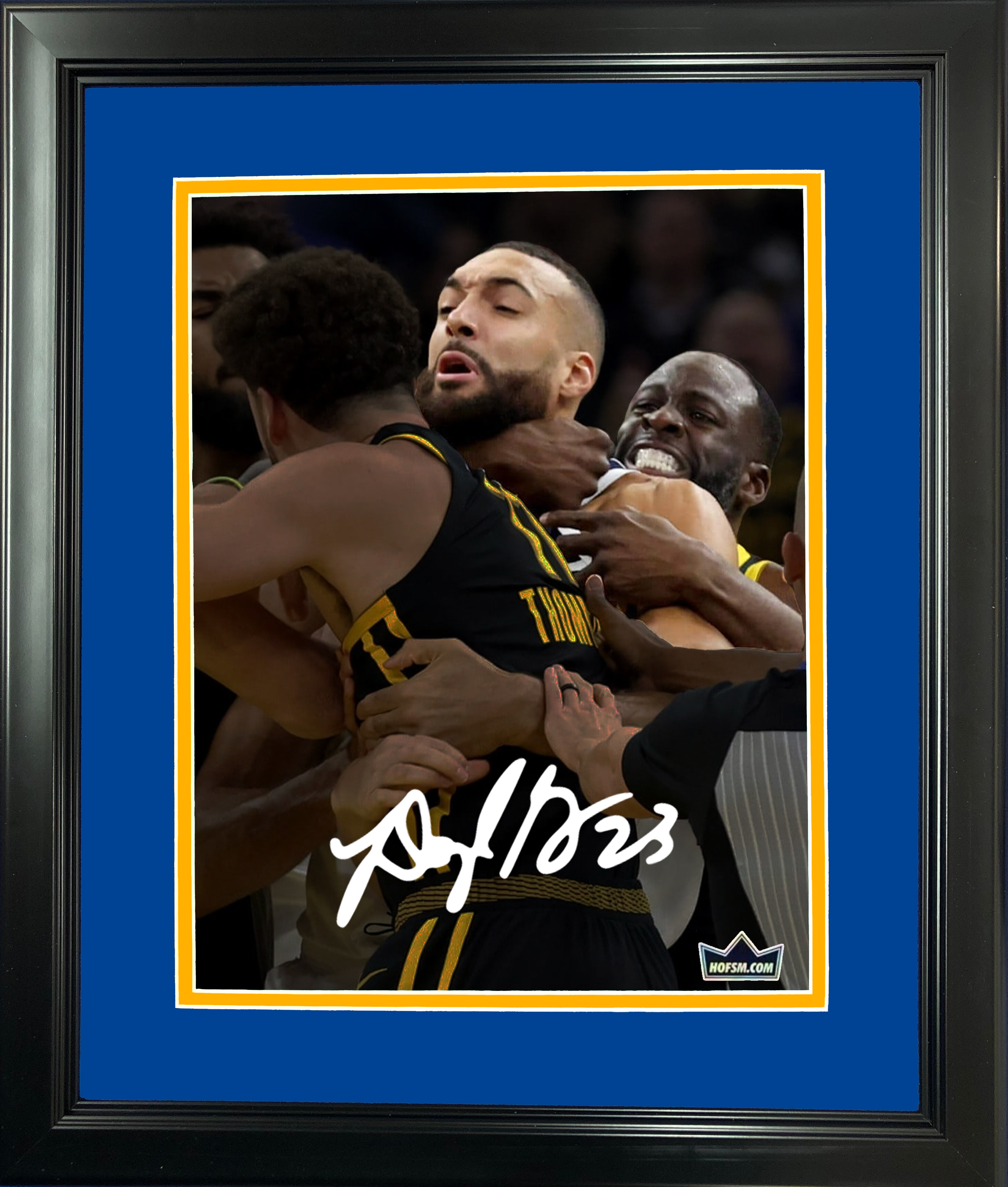 Framed Draymond Green Rudy Gobert Choke Hold Facsimile Laser Engraved Signature Auto 11"x14" Basketball Photo HOFSM Holo