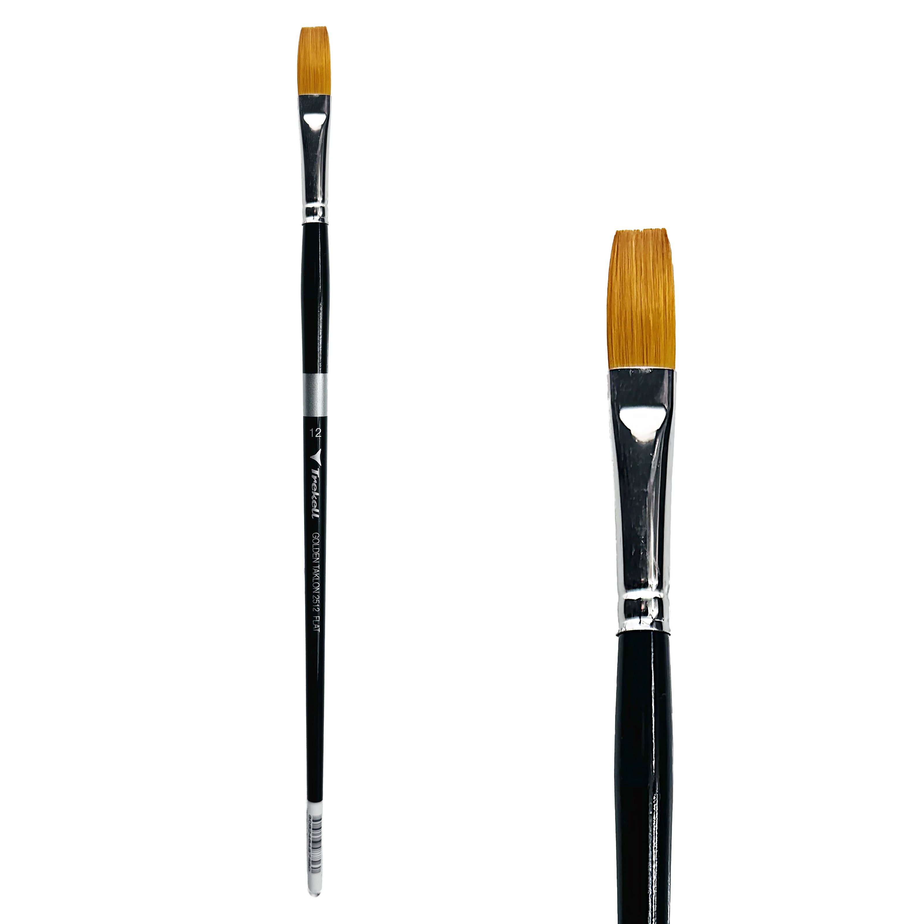 Trekell Golden Taklon Long Handle Artist Brush -  Size #12 Flat