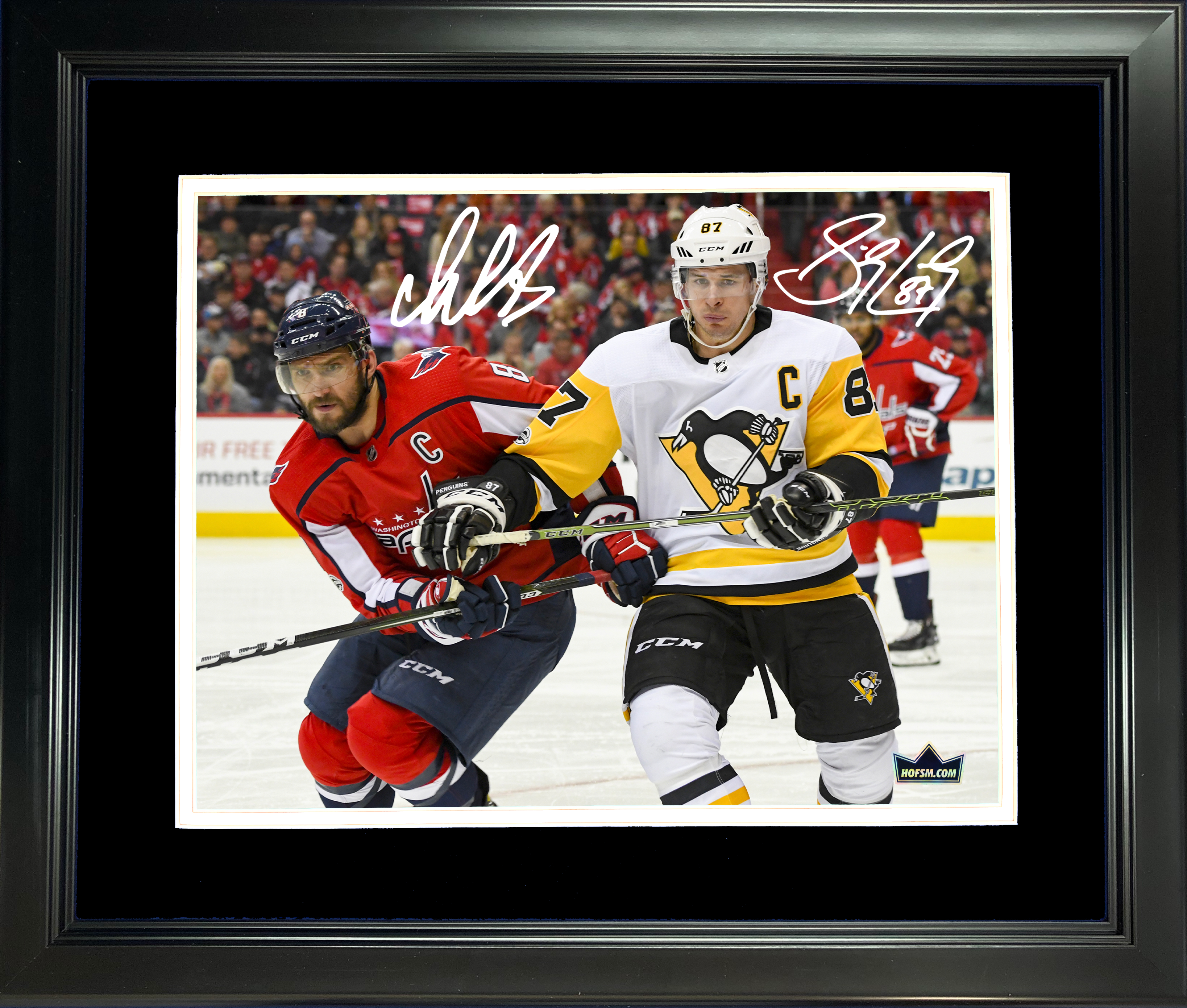 Framed Alexander Alex Ovechkin & Sidney Crosby Dual Facsimile Laser Engraved Signature Auto 11"x14"Hockey Photo HOFSM Holo