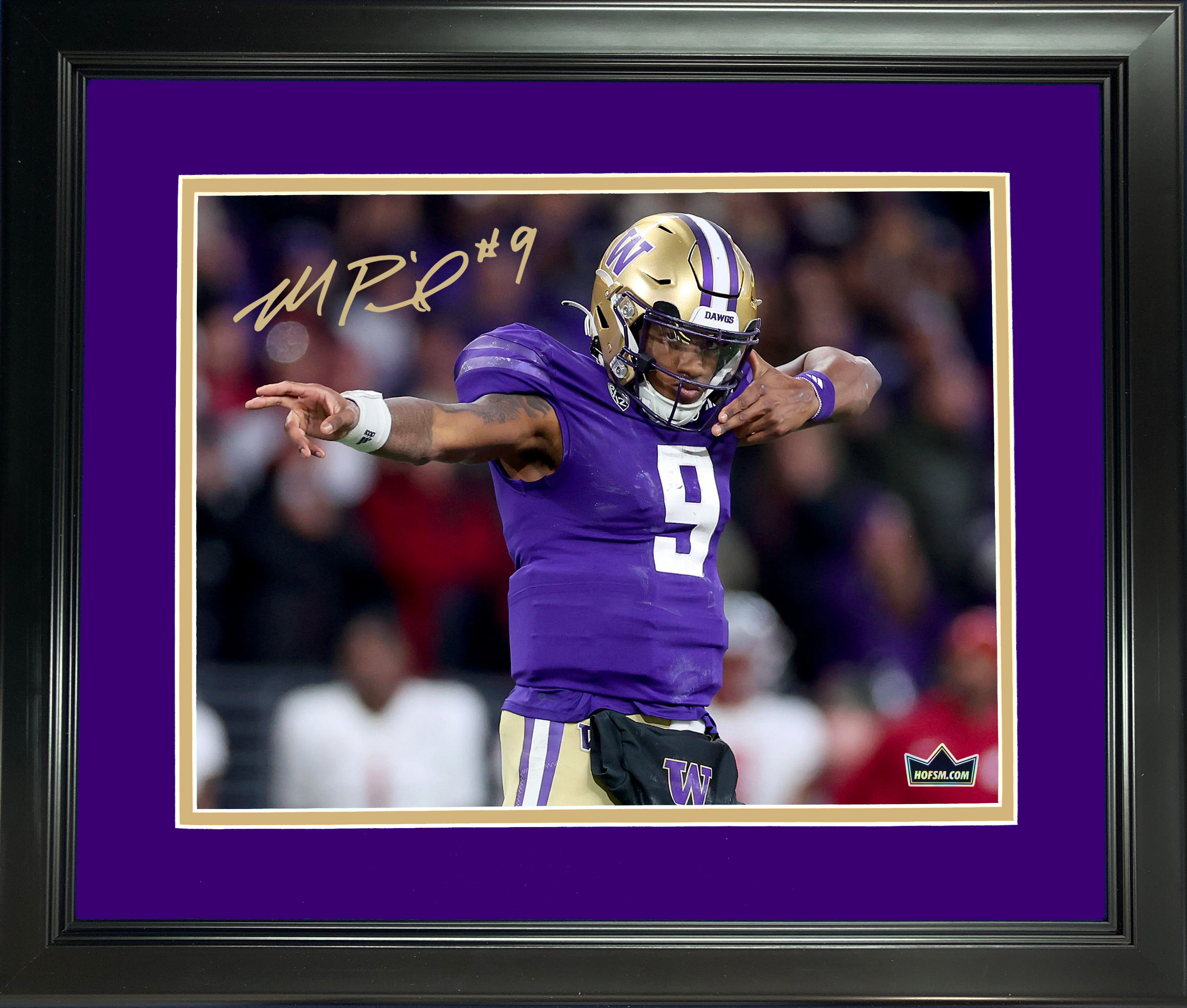 Framed Michael Penix Jr. Facsimile Laser Engraved Signature Auto Washington Huskies 11"x14" College Football Photo HOFSM Holo