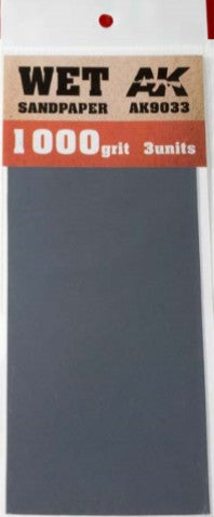 AK Interactive 9033 Wet Sandpaper Sheets 1000 Grit (3)