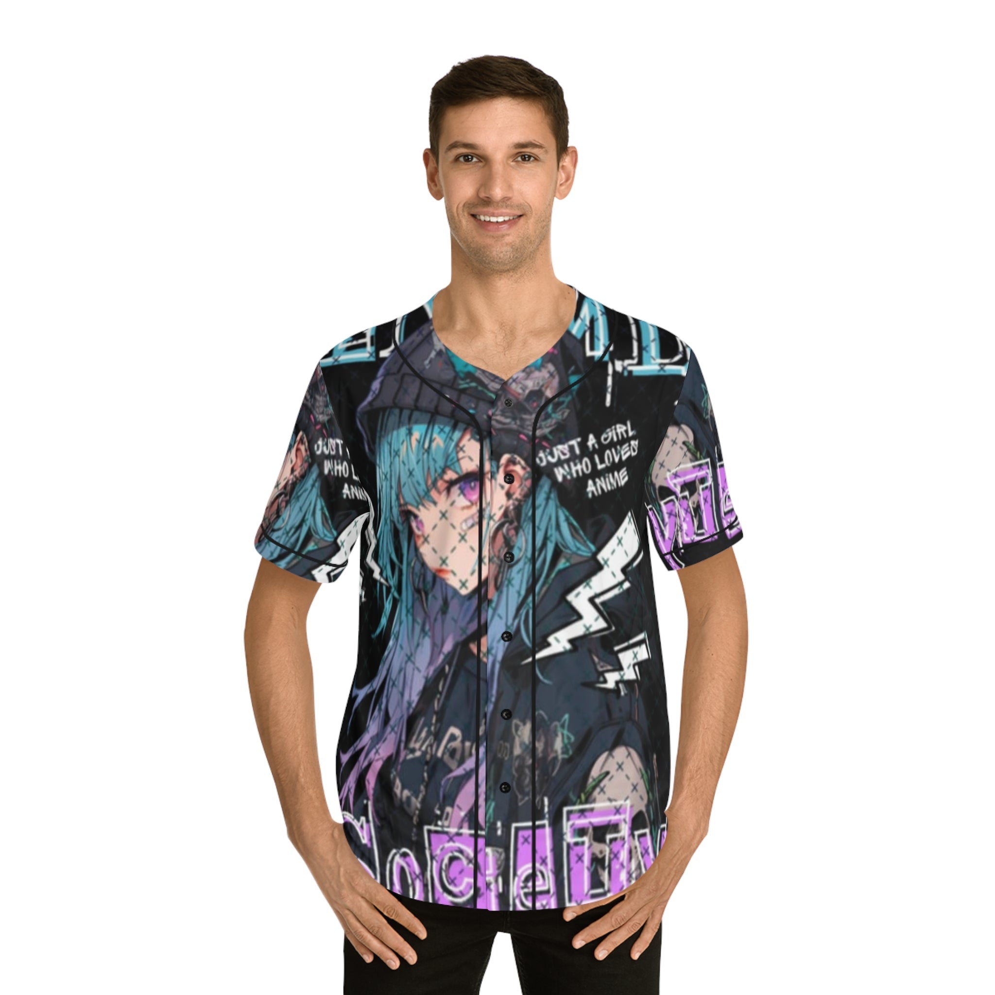 Anime-Inspired Men's Baseball Jersey, Casual Sportswear, Gift for Gamers, Streetwear, Trendy Outfit