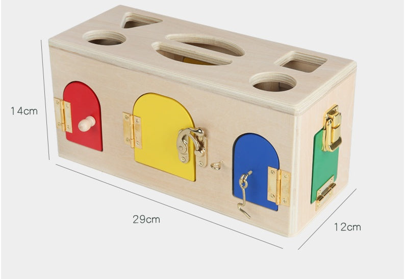 Wooden Shape Sorting Lock Box – Educational Toy for Preschool Kids
