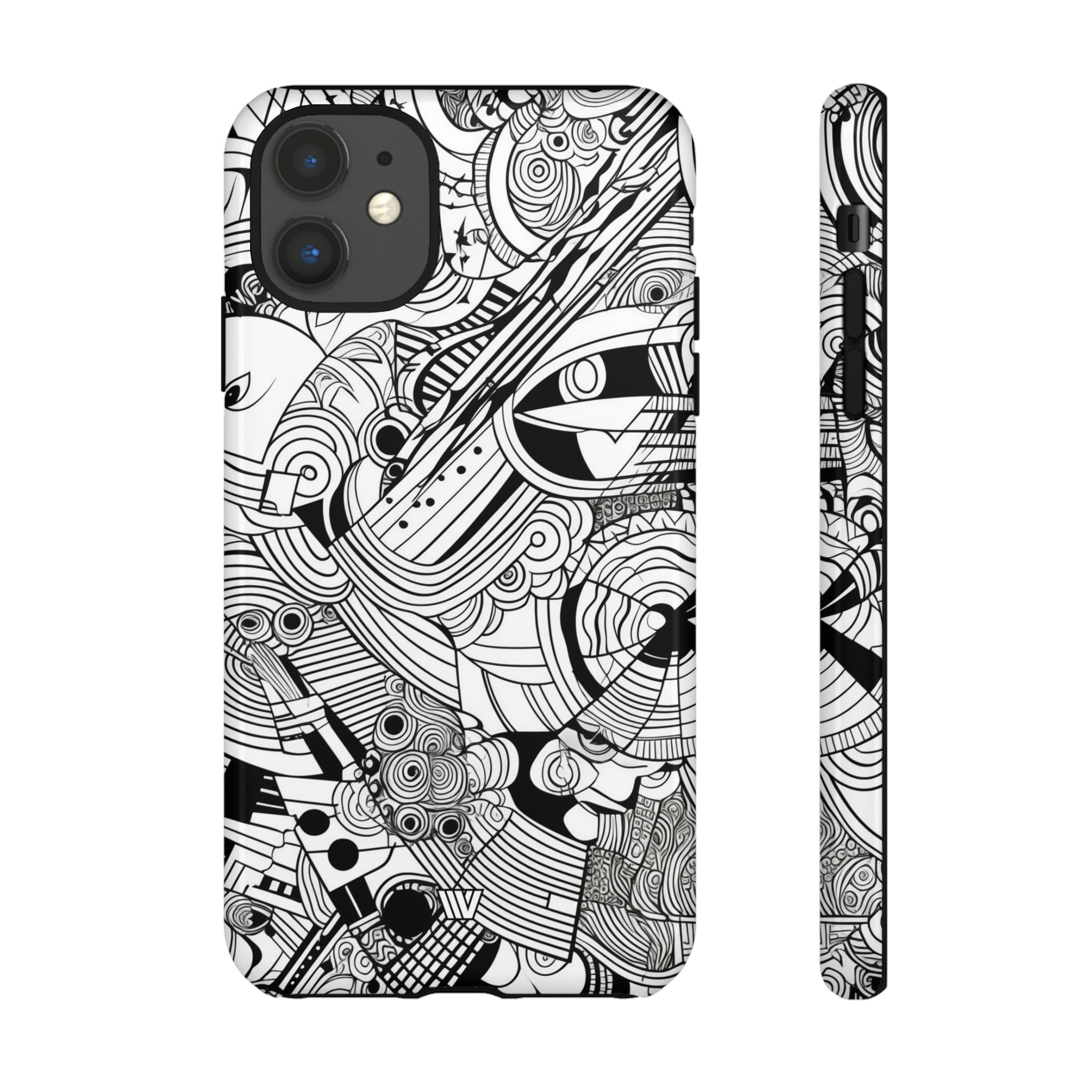 B&W ABSTRACT DOODLE | Tough Phone Case