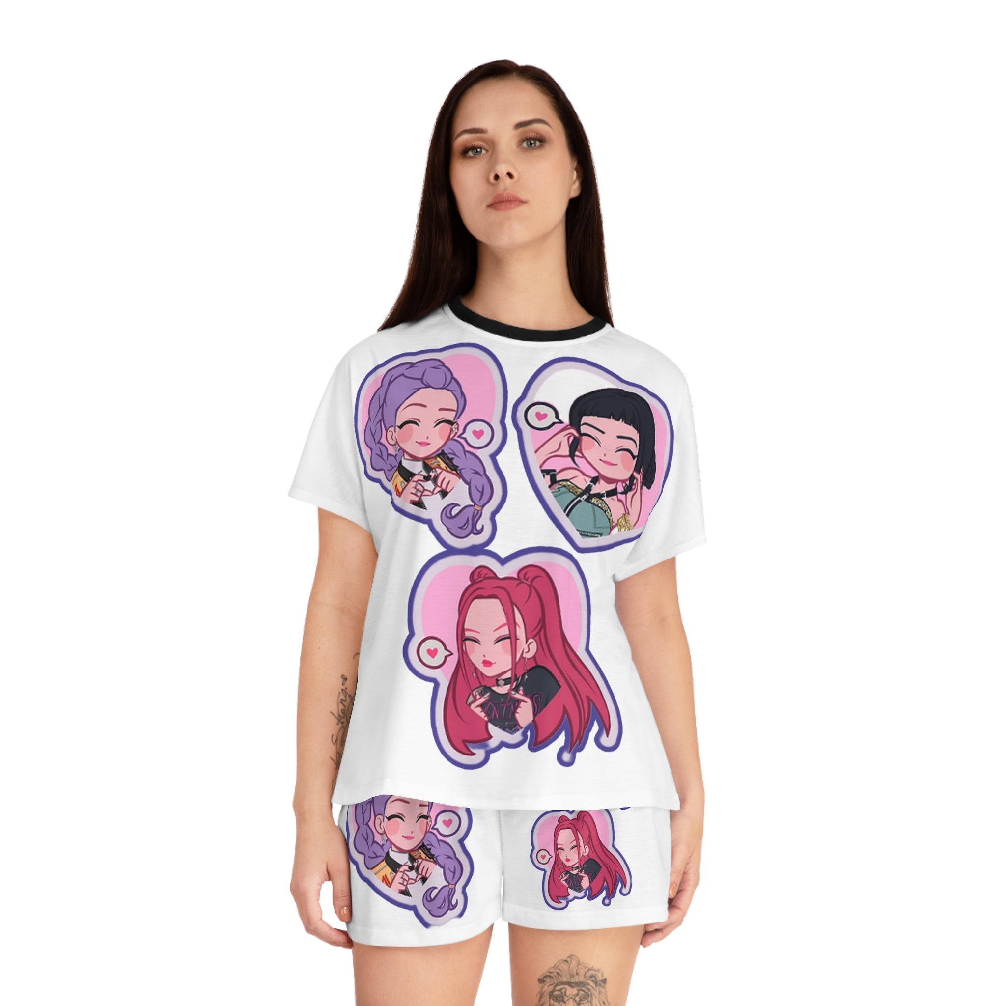 Idol style  Women's Short Pajama Set, Cute and Comfy Sleepwear, Perfect for Sleepovers, Anime Conventions, Gifts for Fans, Relaxation Wear