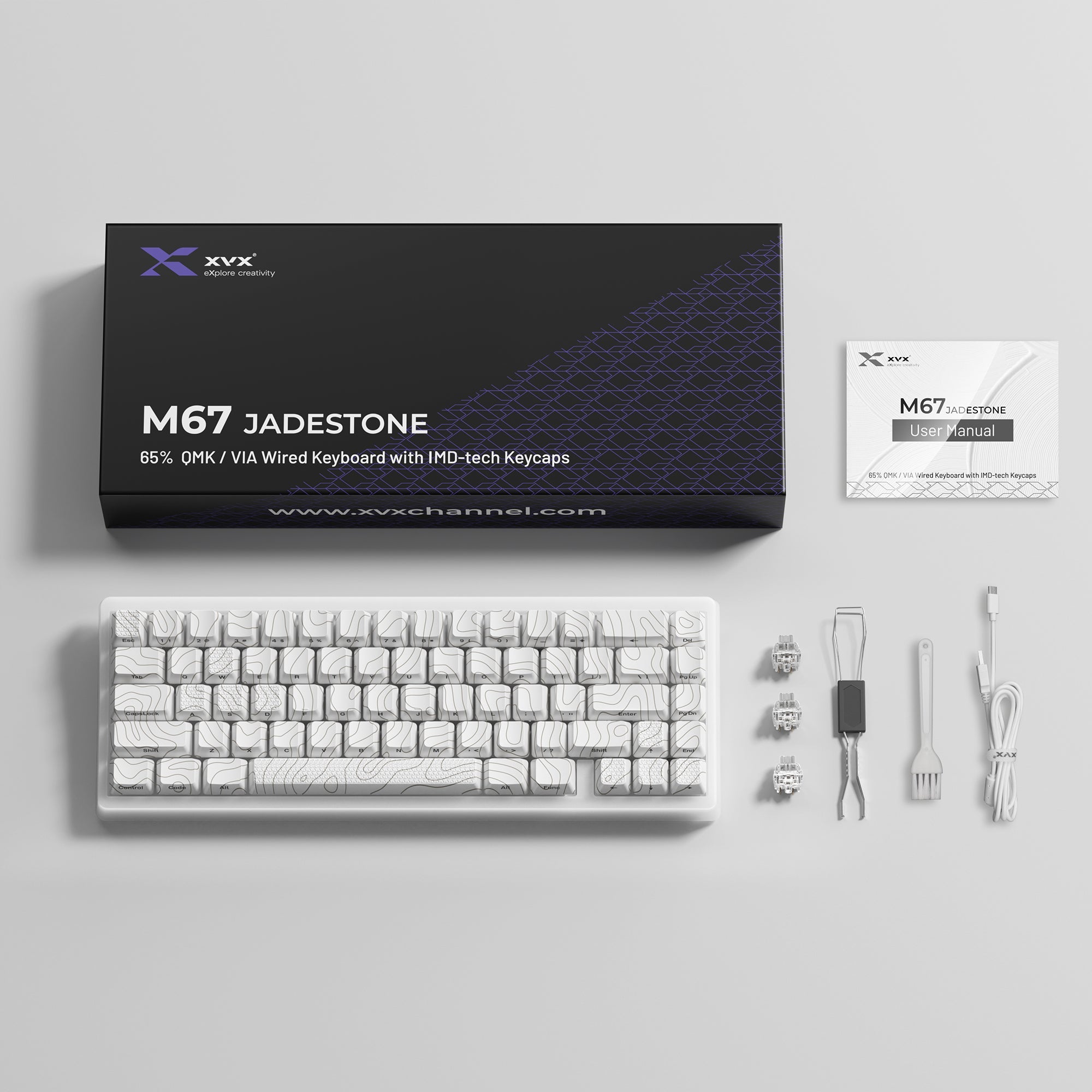 XVX M67 JadeStone Mechanical Keyboard With IMD-Tech Keycaps (Stellar W