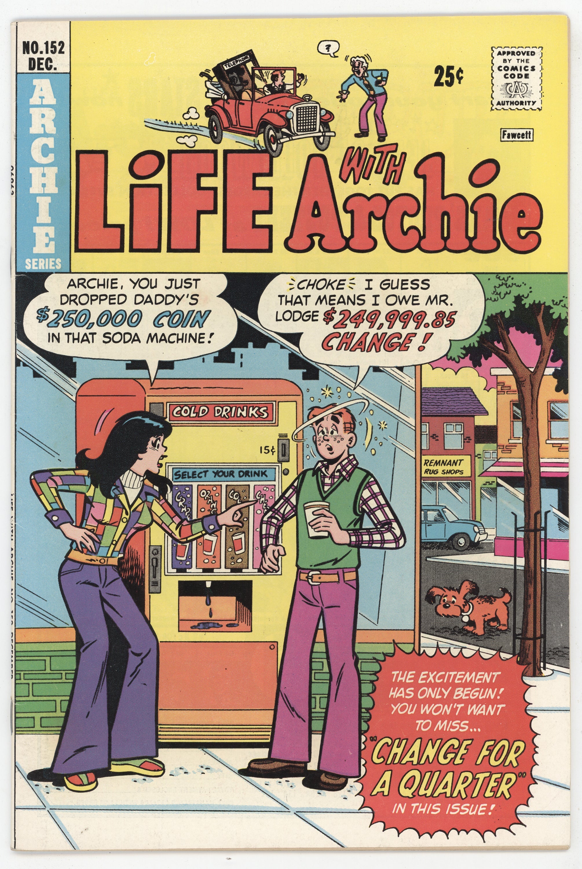Archie Waking Up Machine Life With Archie 152 Archie 1974 FN VF Betty Veronica Mod Soda Machine