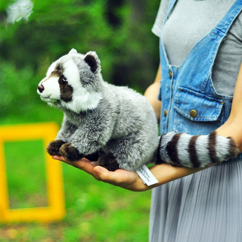 Plush Raccoon Toy – Realistic Soft Stuffed Animal Doll