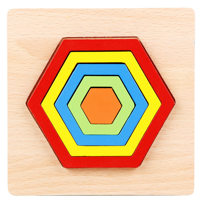 Wooden Geometric Shape Puzzle – Educational Cognitive Toy for Kids
