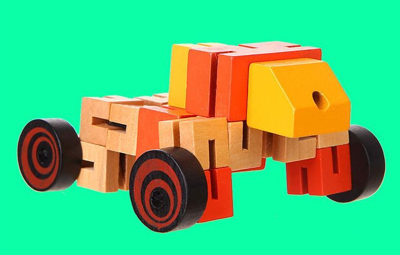 Wooden Robot Puzzle Toy – 3D Educational Assembly Kit for Kids
