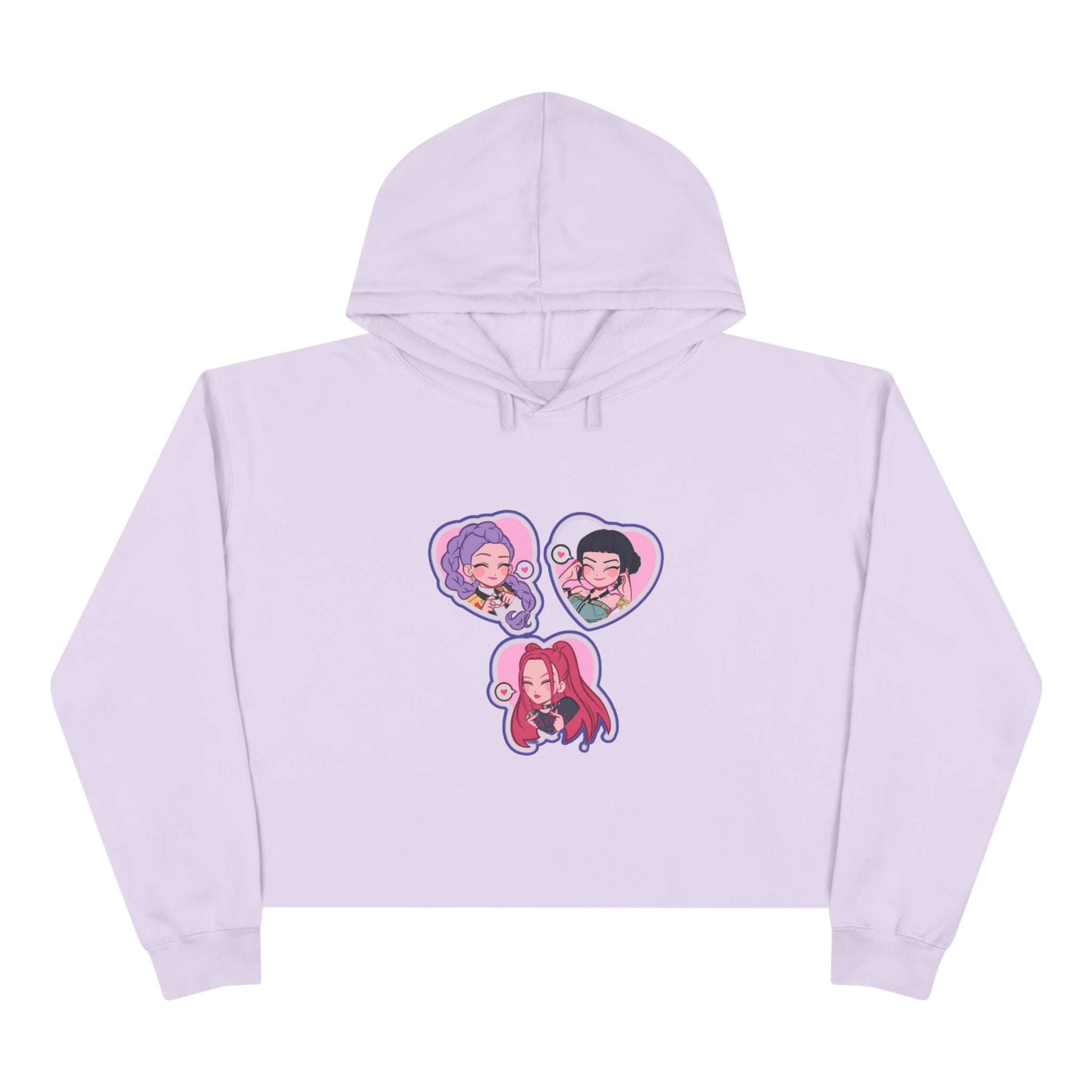 Idol style 5 Crop Hoodie with Fun Character Stickers, Perfect for Casual Wear, Anime Conventions, Gifts, & Everyday Style