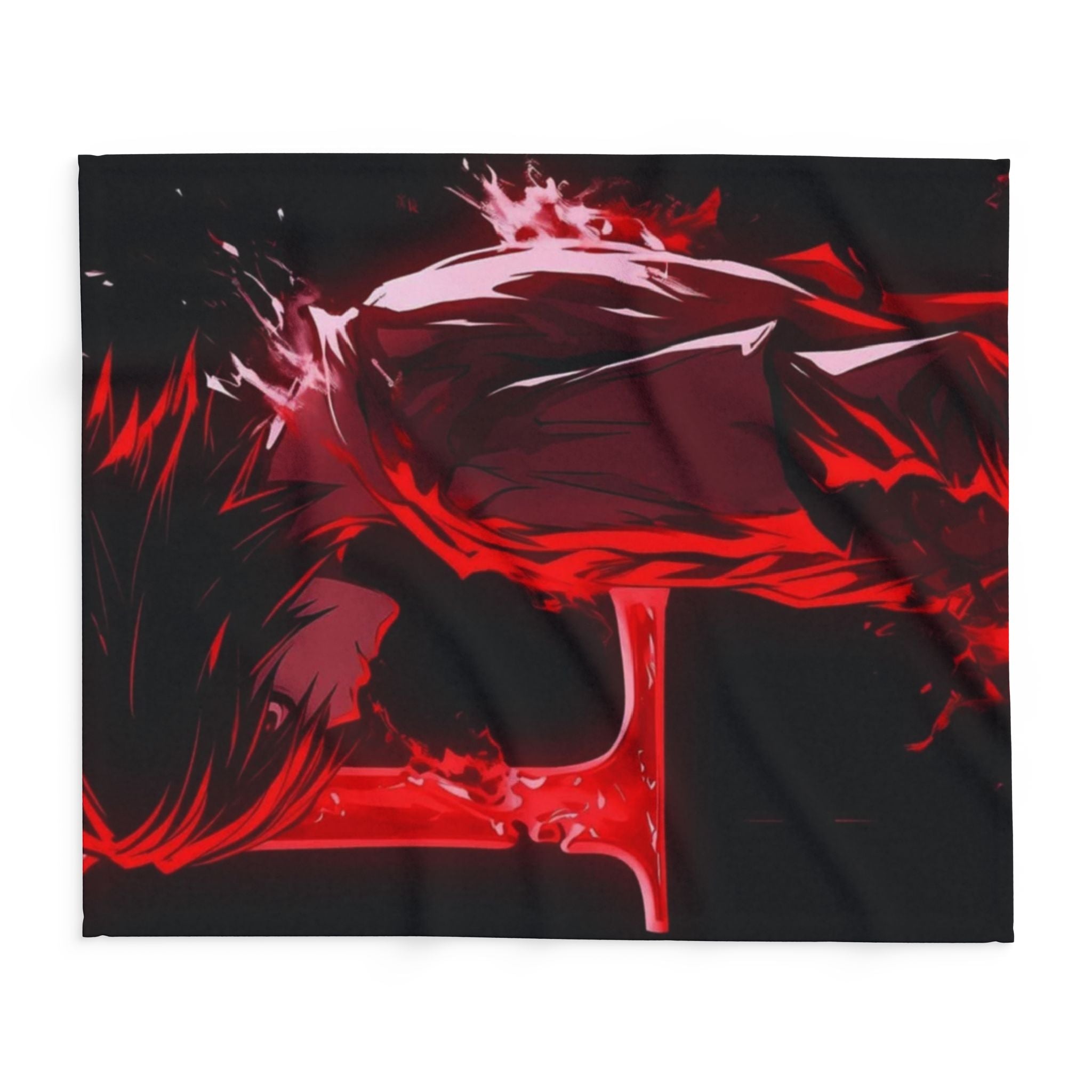 Dn L Anime-Inspired Cozy Fleece Blanket, Art Blanket, Throw for Gaming Room, Home Decor, Gift for Anime Lovers, Red and Black Design