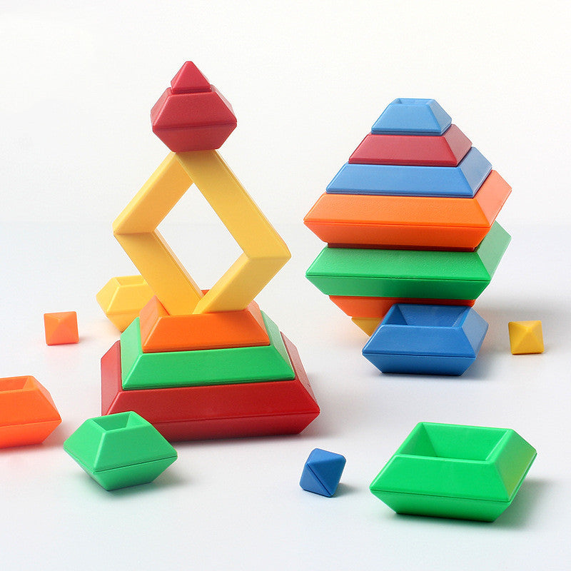 Rainbow Tower Ring Stack – Montessori Educational Building Blocks Set