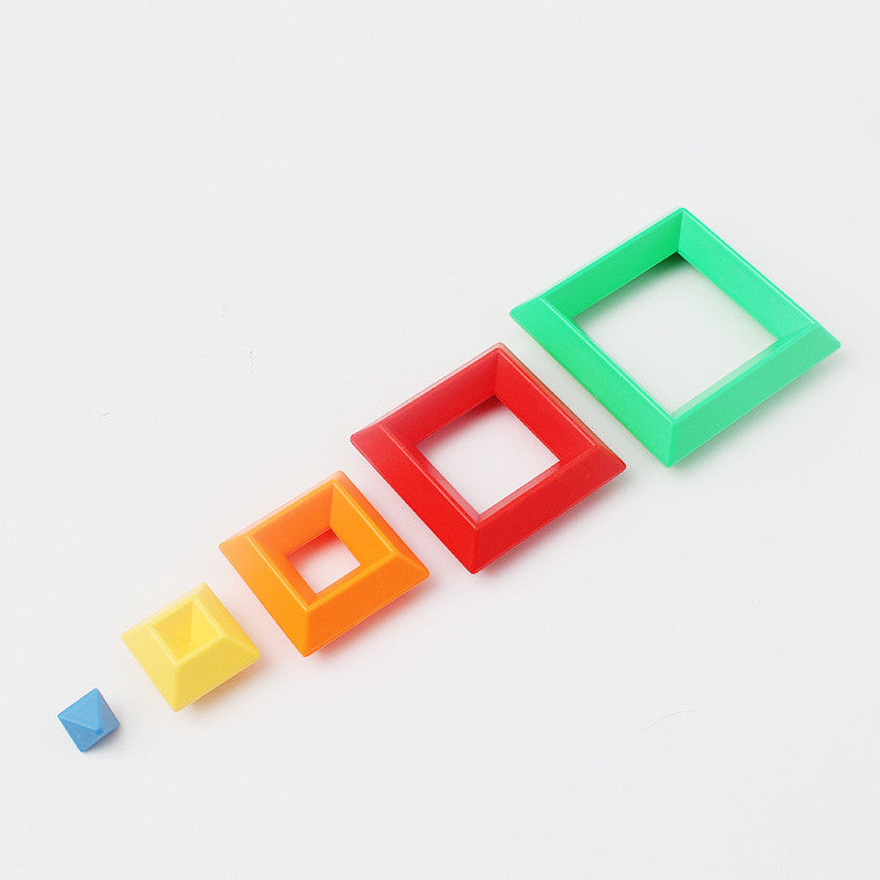 Rainbow Tower Ring Stack – Montessori Educational Building Blocks Set