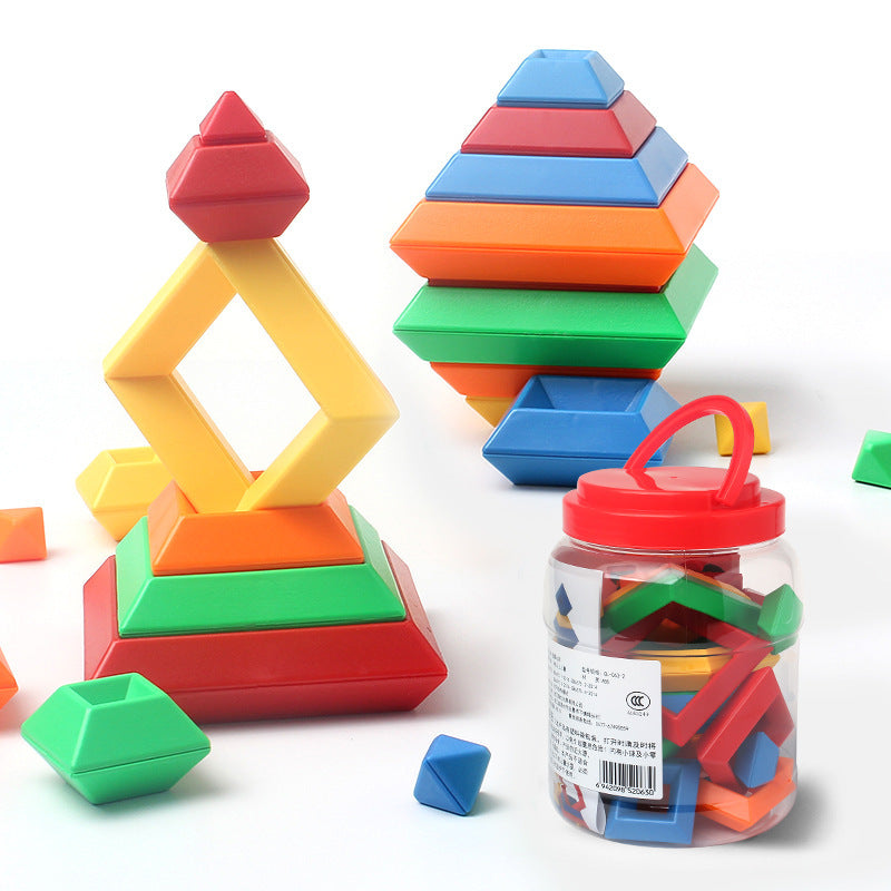 Rainbow Tower Ring Stack – Montessori Educational Building Blocks Set