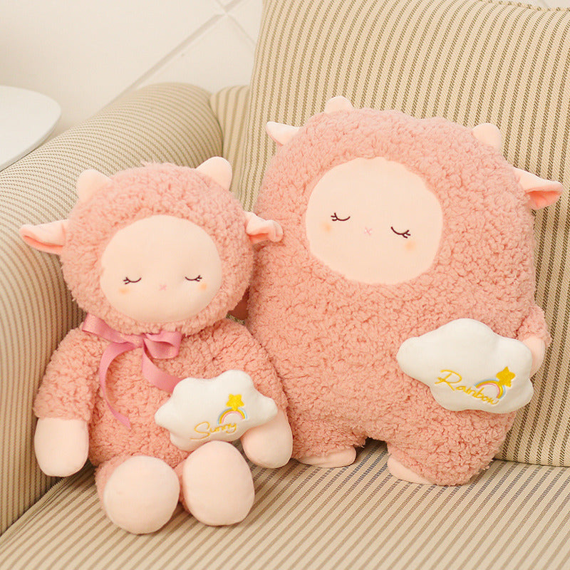 Plush Pink Sheep Toy – Soft Lamb Pillow Doll