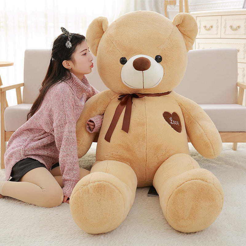 Plush Teddy Bear Doll – Soft Stuffed Toy with Ribbon Design