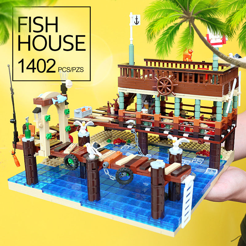 Captain's Wharf Building Block Set – Creative Fishing House Series Toy