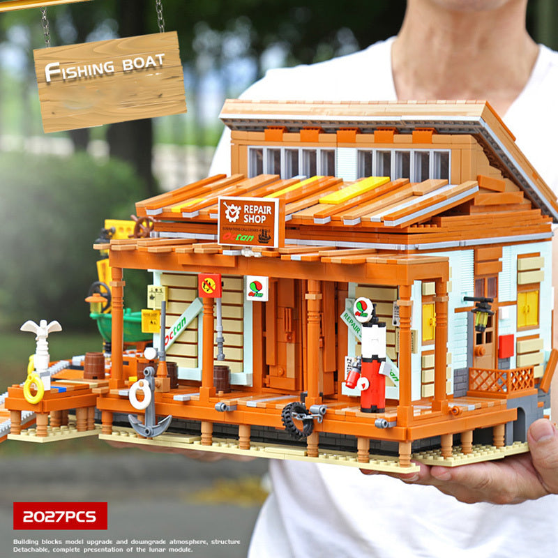 Captain's Wharf Building Block Set – Creative Fishing House Series Toy