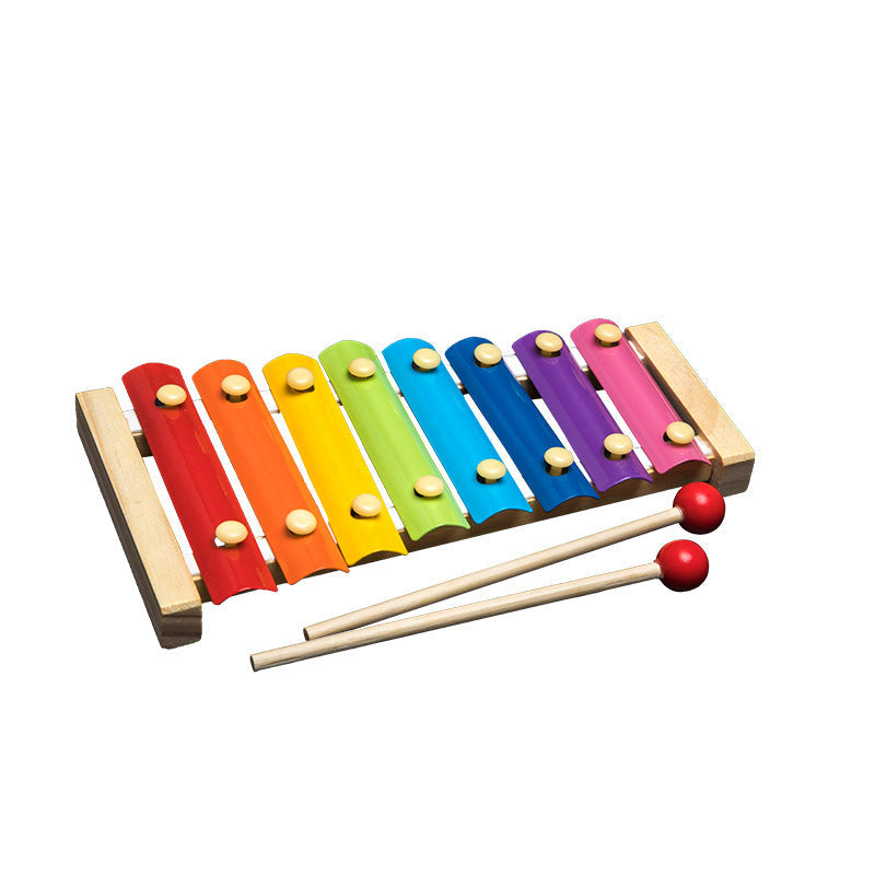 Wooden Rattle and Rainbow Blocks – Montessori Educational Toy for Babies