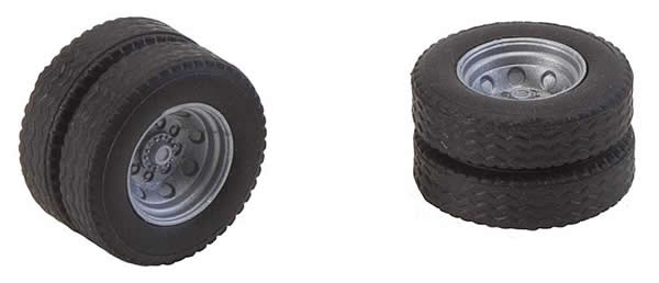 Faller 163112 HO Scale Dually Truck Tires & Rims - Car System -- Fits Mercedes-Benz Atego Fire Trucks Made by Herpa/Rietze
