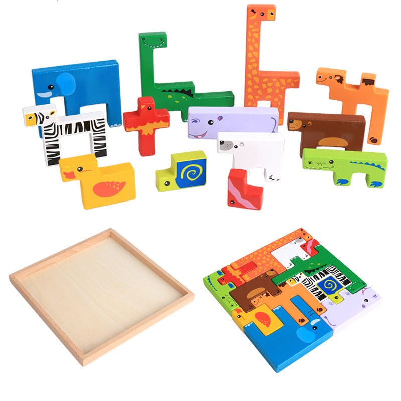 Wooden Animal Stack Blocks – 3D Building Puzzle for Kids