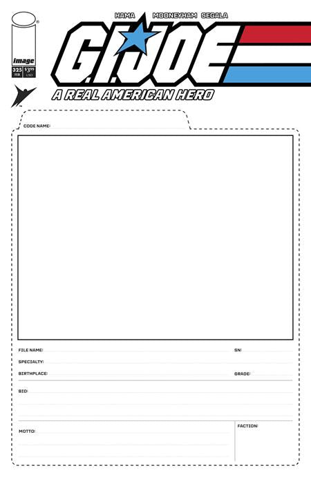 Gi Joe A Real American Hero #325 F Blank Sketch File Card Variant (02/11/2026) Image
