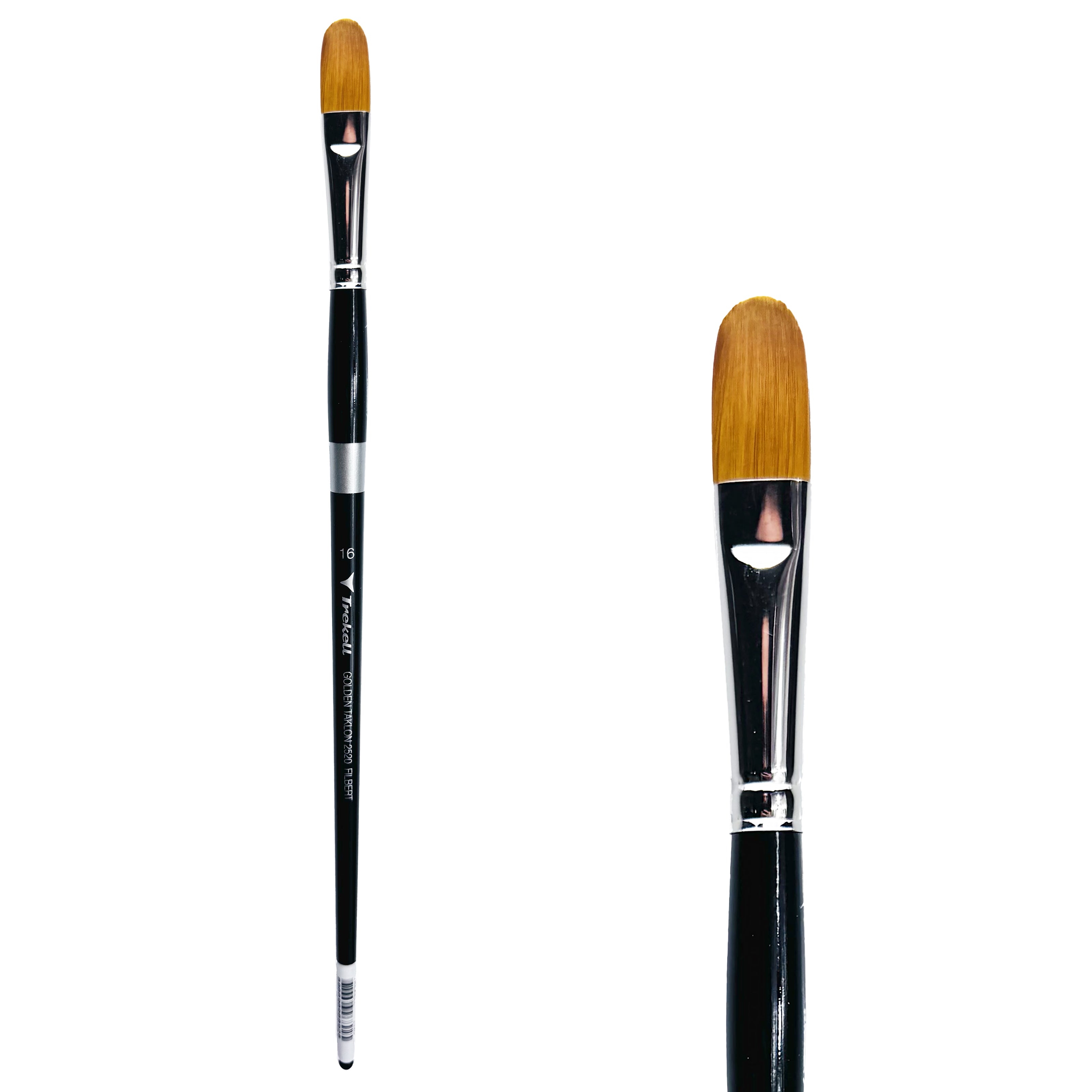 Trekell Golden Taklon Long Handle Artist Brush -  Size #16 Filbert