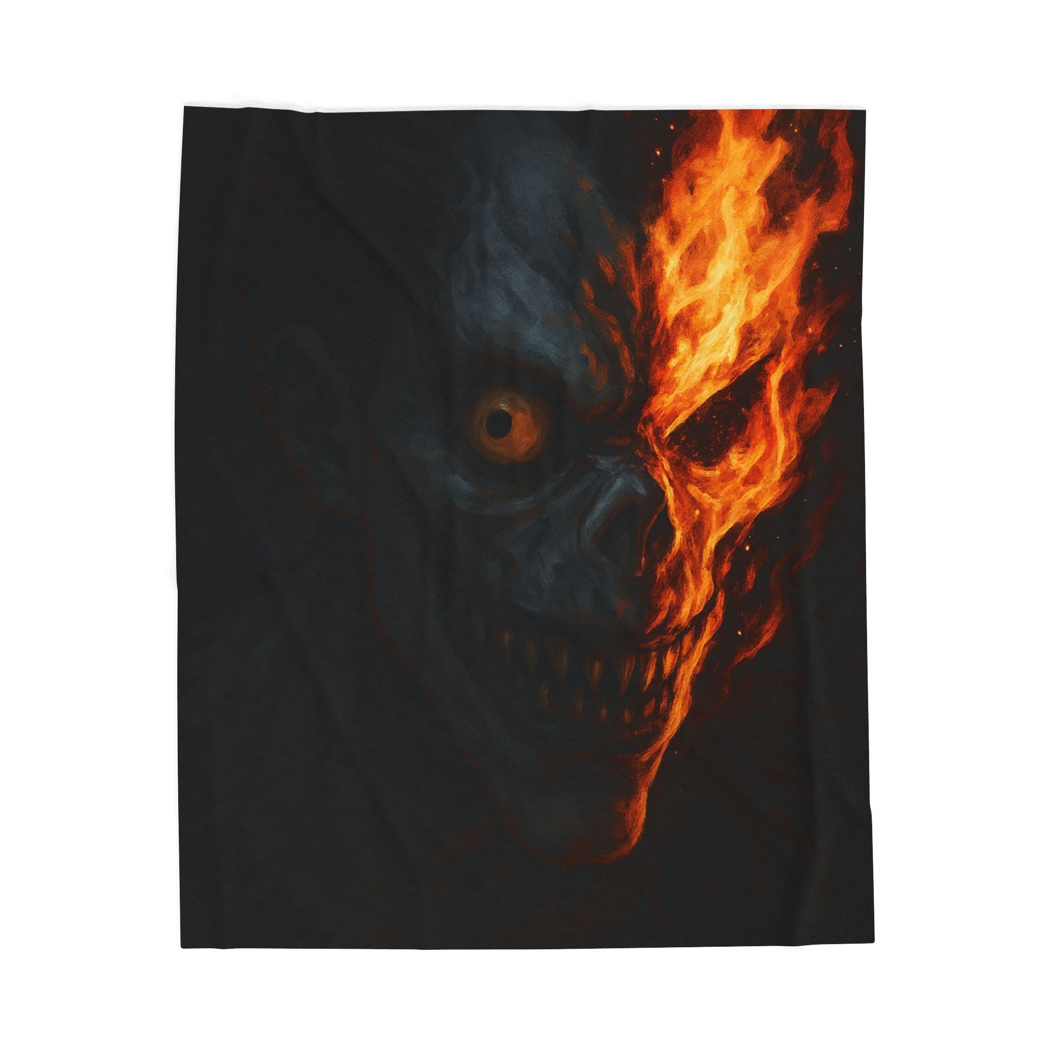 Chilling Horror Velveteen Plush Blanket | Cozy Throw, Dark Theme Decor, Ghost Story Night, Unique Gift for Halloween, Home Comfort