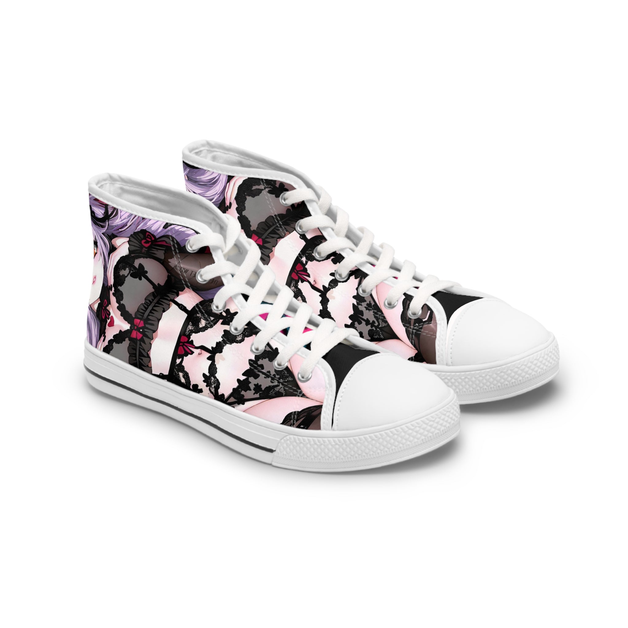 Trendy Women's High Top Sneakers with Artistic Design, Fashionable Footwear, Casual Sneakers, Street Style Shoes, Unique Gift Idea