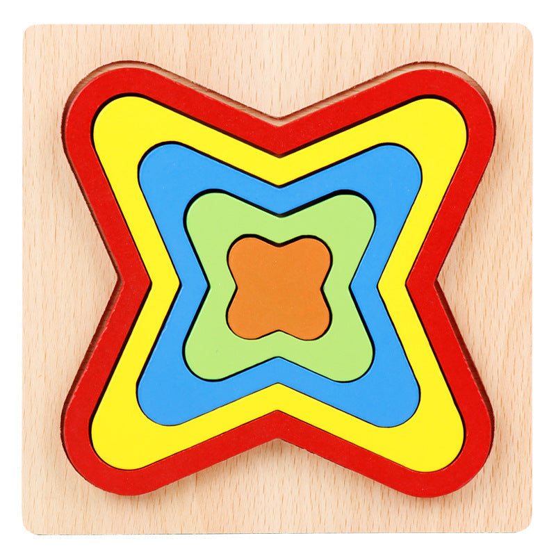 Wooden Geometric Shape Puzzle – Educational Cognitive Toy for Kids