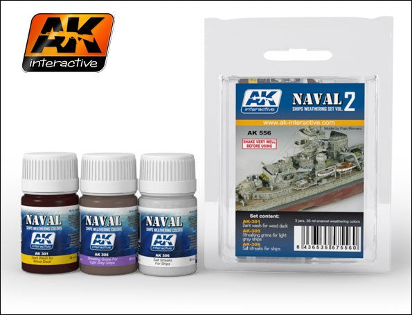 AK Interactive 556 Naval Ships Vol.2 Weathering Enamel Paint Set (301, 305, 306)