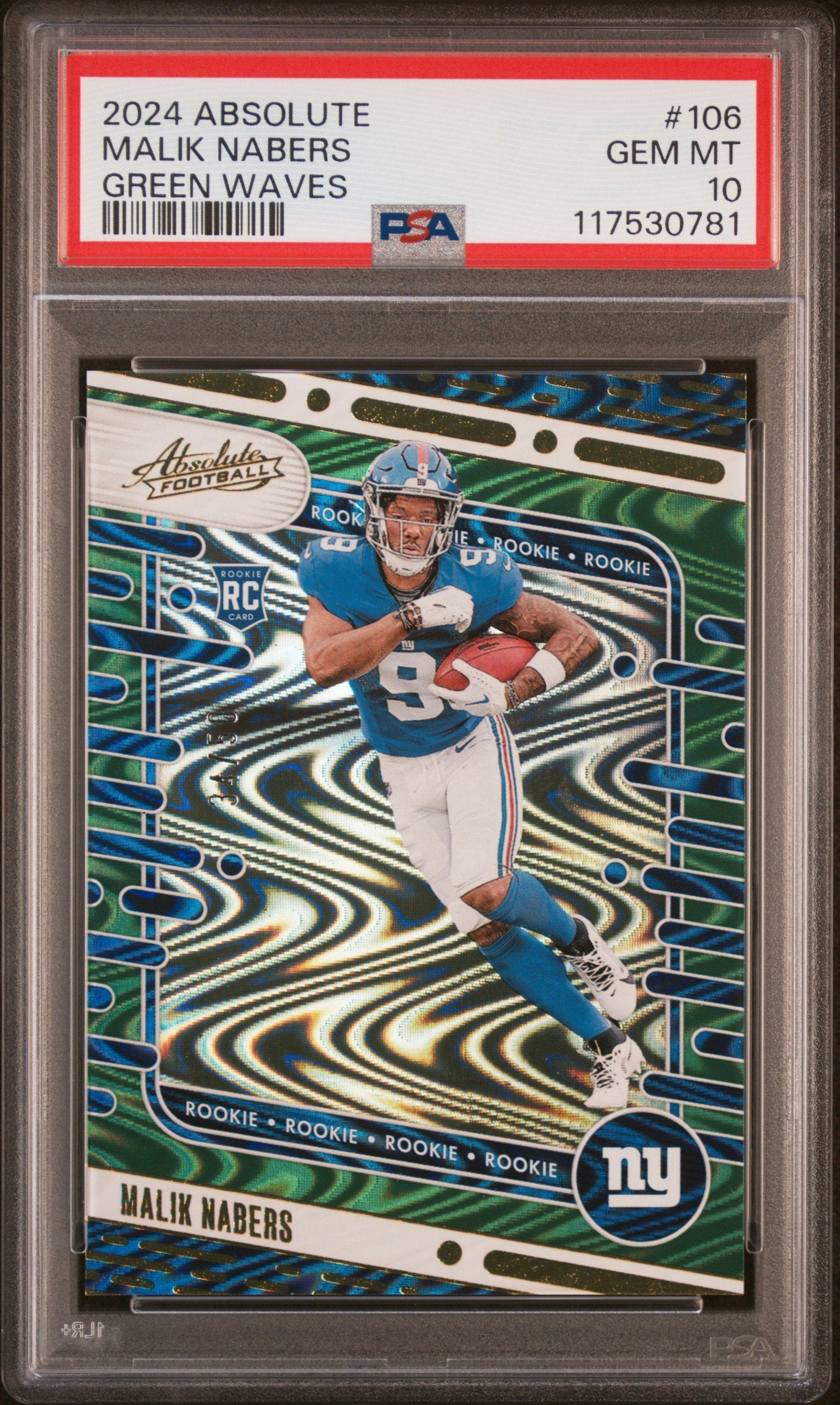 Graded 2024 Absolute Malik Nabers #106 Green Wave Card PSA 10 #106